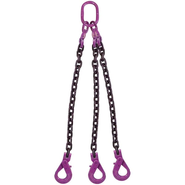 Us Cargo Control 9/32" x 18' - 3 Leg Chain Sling w/ Self-Locking Hooks - Grade 100 932G100TOSL-18 - main